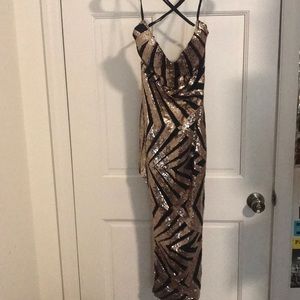 Gold and Black Sequence Dress